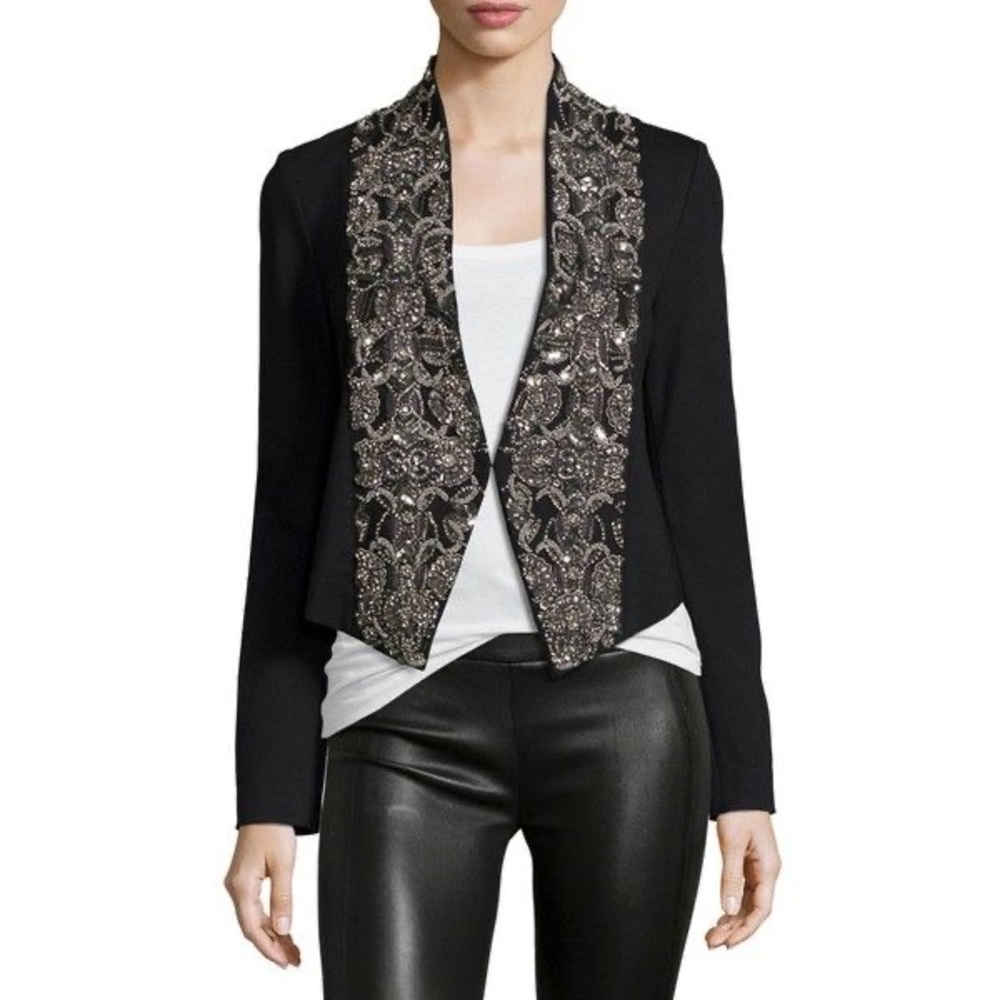 Haute Hippie Embellished Ponte
Black Cropped Jacket size XS. Holiday out…